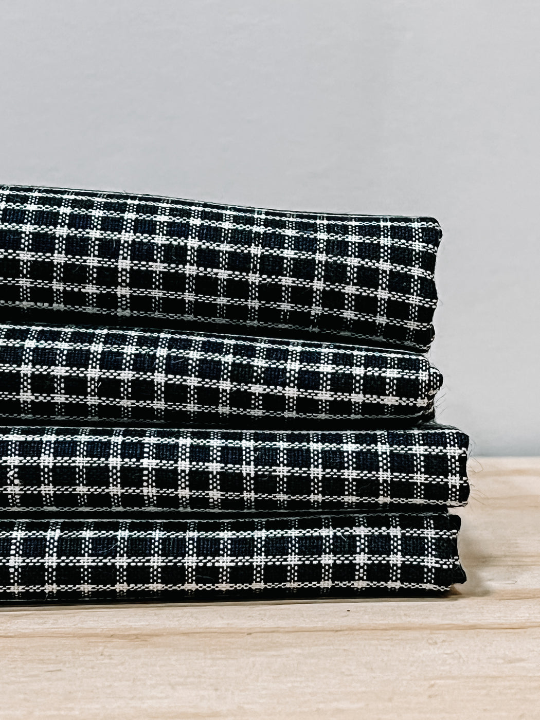 Fog Linen- Linen Tea towel Black and White Grid